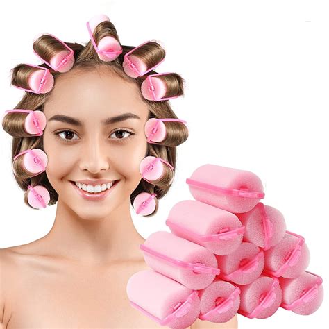 pink sponge hair curlers|More.